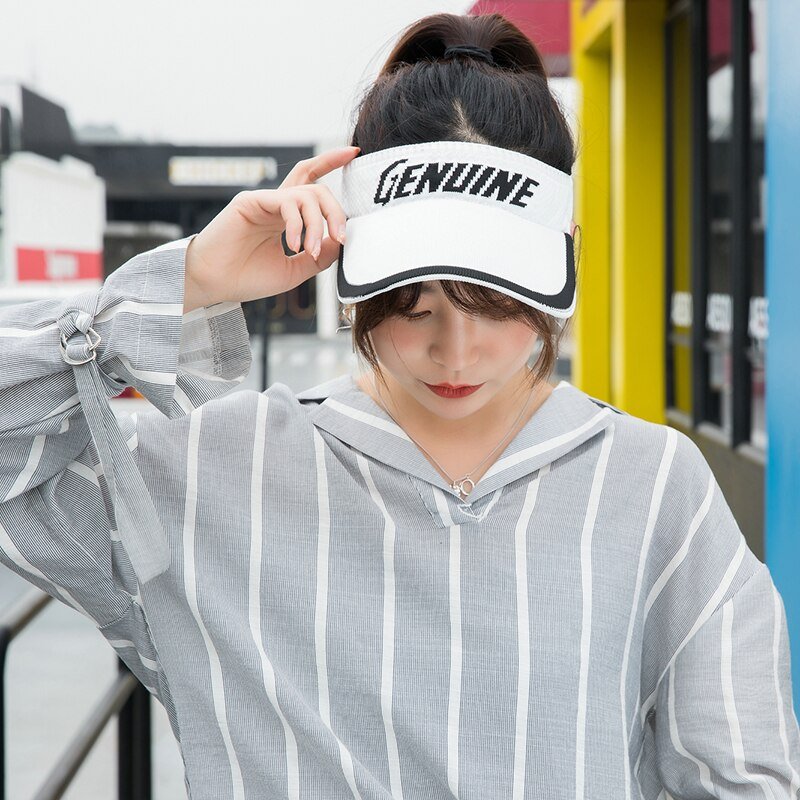 Summer Sun Visors Hat Caps Sports Quickly Dry Sun Hats Visors Sports Sun Visors For Women Genuine Black White Beach Sun Hat - Yallafit 0