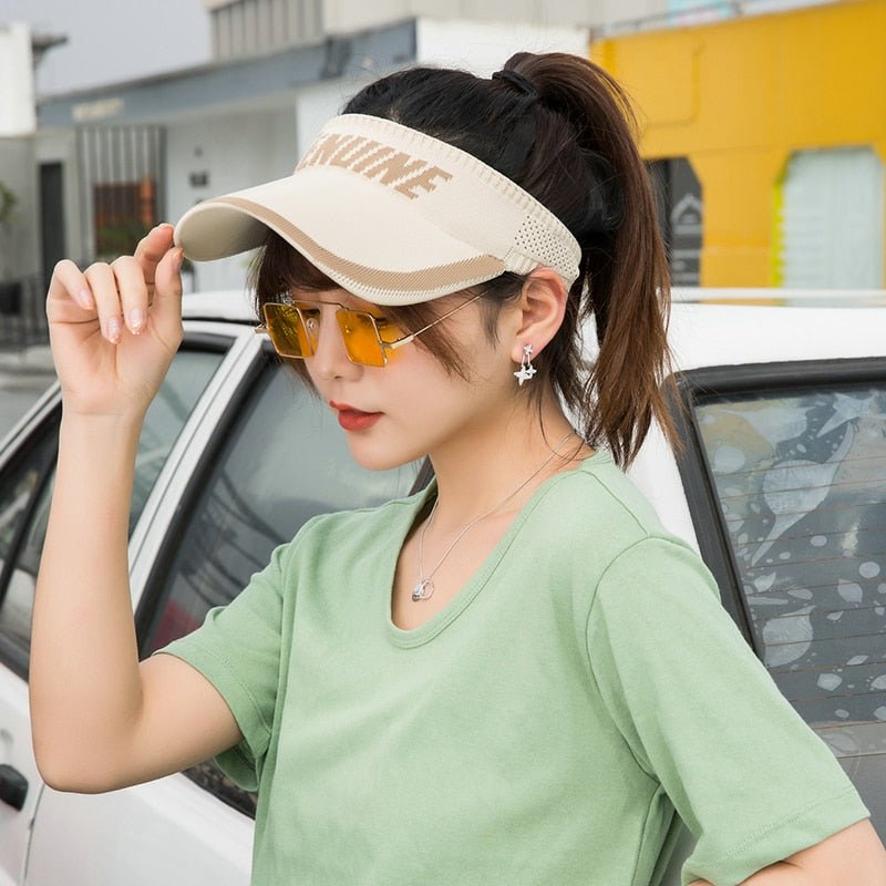 Summer Sun Visors Hat Caps Sports Quickly Dry Sun Hats Visors Sports Sun Visors For Women Genuine Black White Beach Sun Hat - Yallafit 0