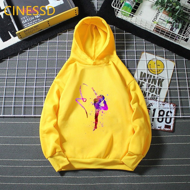 Super Watercolor Gymnastics Girl Printed Hoodies For Teen Girls GYM Lover Kids Sweatshirt Winter Top Students Cutom Diy Clothes - Yallafit