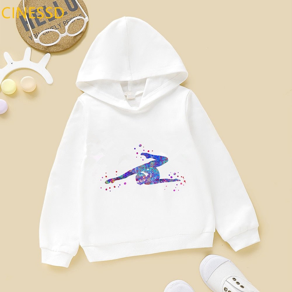 Super Watercolor Gymnastics Girl Printed Hoodies For Teen Girls GYM Lover Kids Sweatshirt Winter Top Students Cutom Diy Clothes - Yallafit