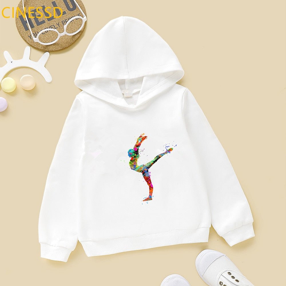 Super Watercolor Gymnastics Girl Printed Hoodies For Teen Girls GYM Lover Kids Sweatshirt Winter Top Students Cutom Diy Clothes - Yallafit