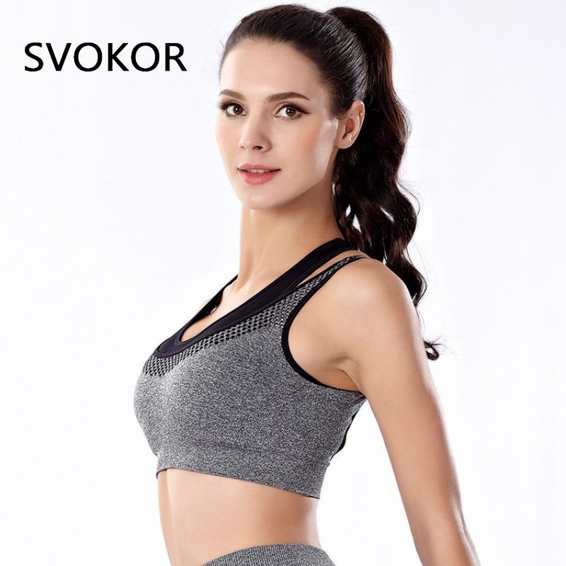 SVOKOR Sexy Bra Women Sport Padded Bralette Full Coverage Active Bras Push Up Wireless Workout Underwear Mesh Shockproof Tops - Yallafit 0