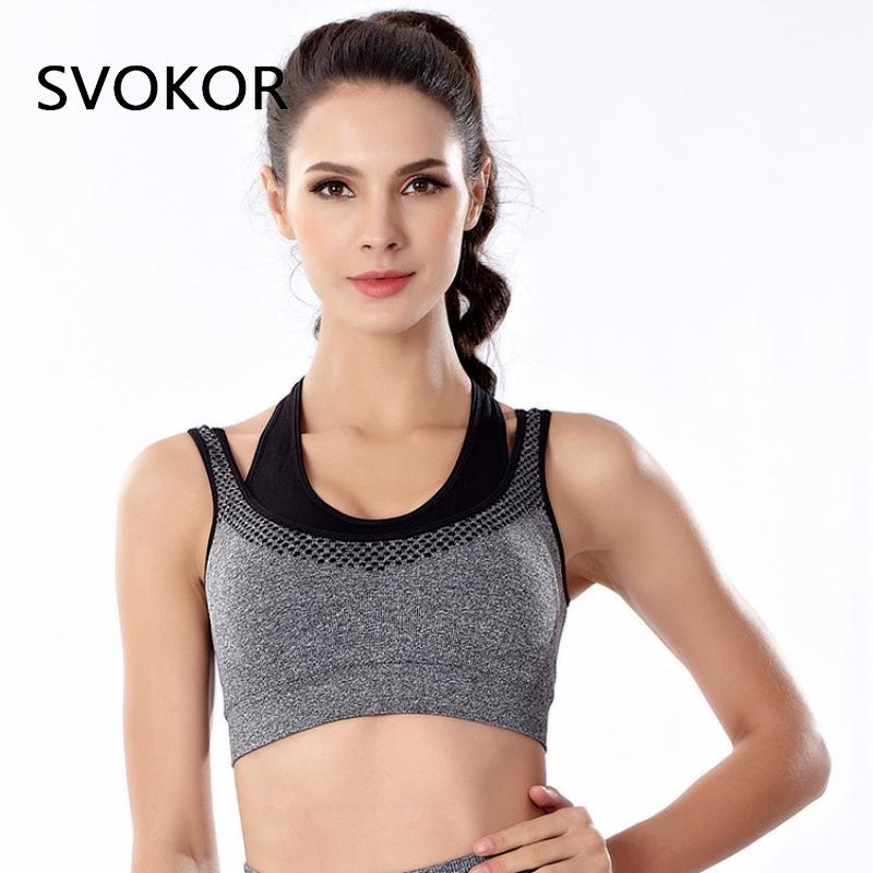 SVOKOR Sexy Bra Women Sport Padded Bralette Full Coverage Active Bras Push Up Wireless Workout Underwear Mesh Shockproof Tops - Yallafit 0