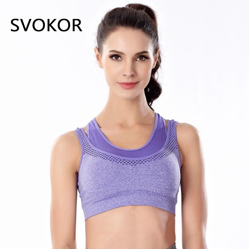 SVOKOR Sexy Bra Women Sport Padded Bralette Full Coverage Active Bras Push Up Wireless Workout Underwear Mesh Shockproof Tops - Yallafit 0