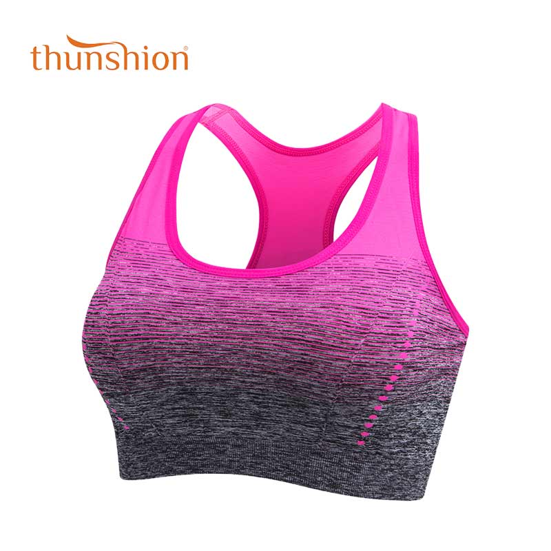 THUNSHION Sports Bra High Stretch Breathable Top Fitness Women Padded for Running Yoga Gym Seamless Crop Bra Gradient Sport Bra - Yallafit 0