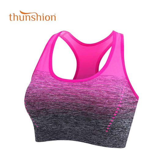THUNSHION Sports Bra High Stretch Breathable Top Fitness Women Padded for Running Yoga Gym Seamless Crop Bra Gradient Sport Bra - Yallafit 0