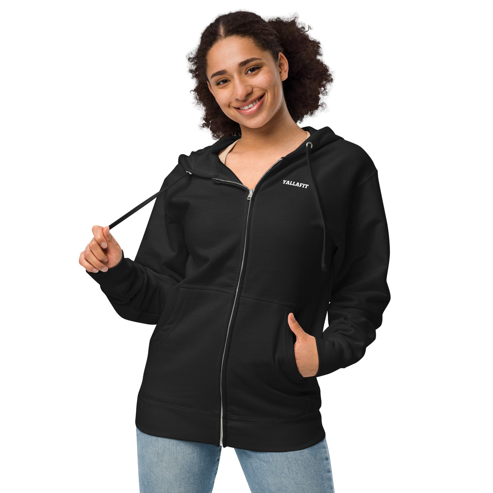 Unisex fleece zip up hoodie - Yallafit