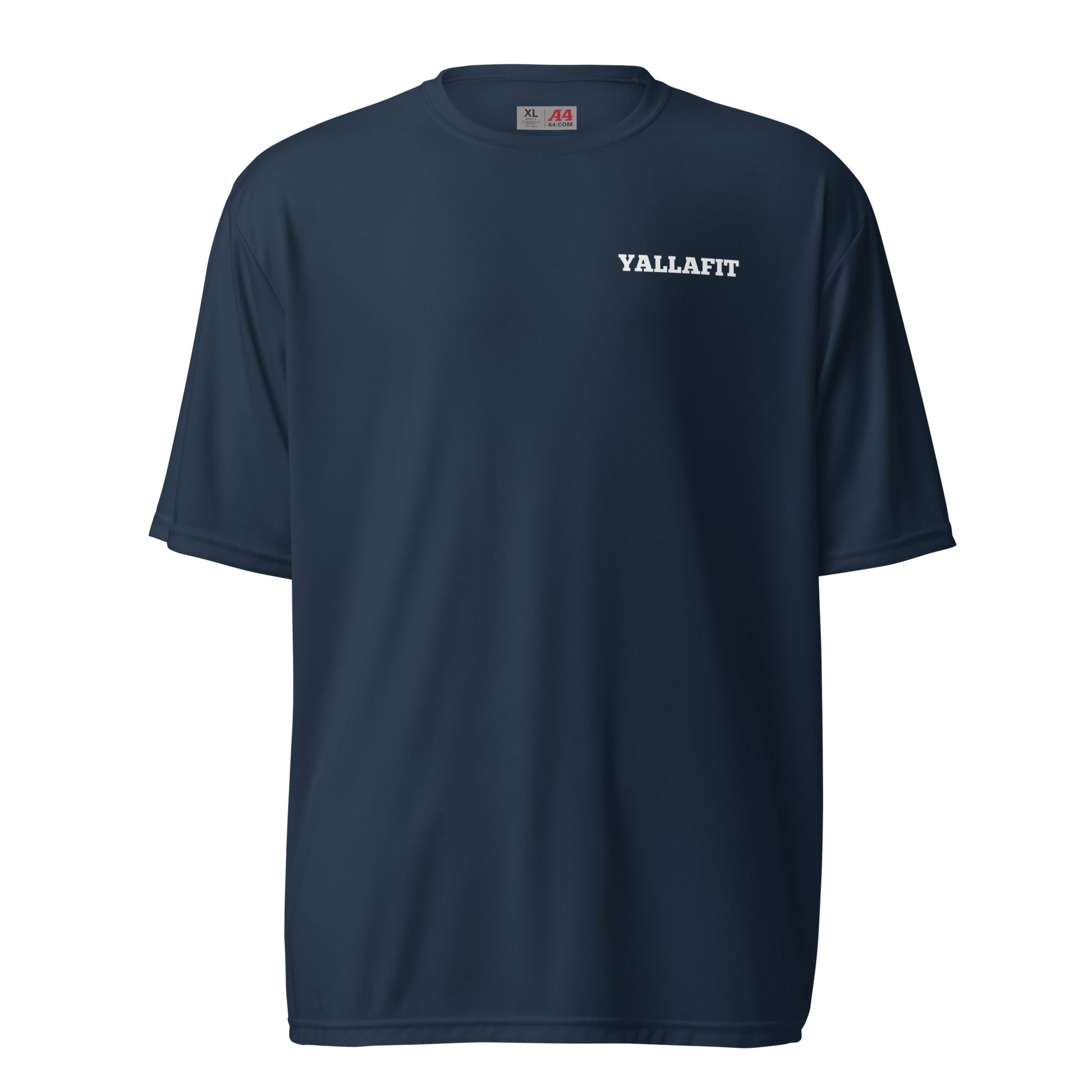 Unisex performance crew neck t-shirt back quote - Yallafit