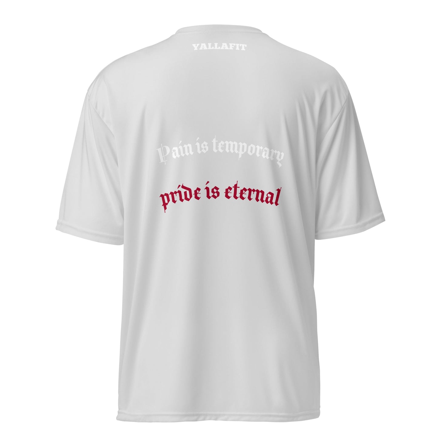 Unisex performance crew neck t-shirt with back quote - Yallafit