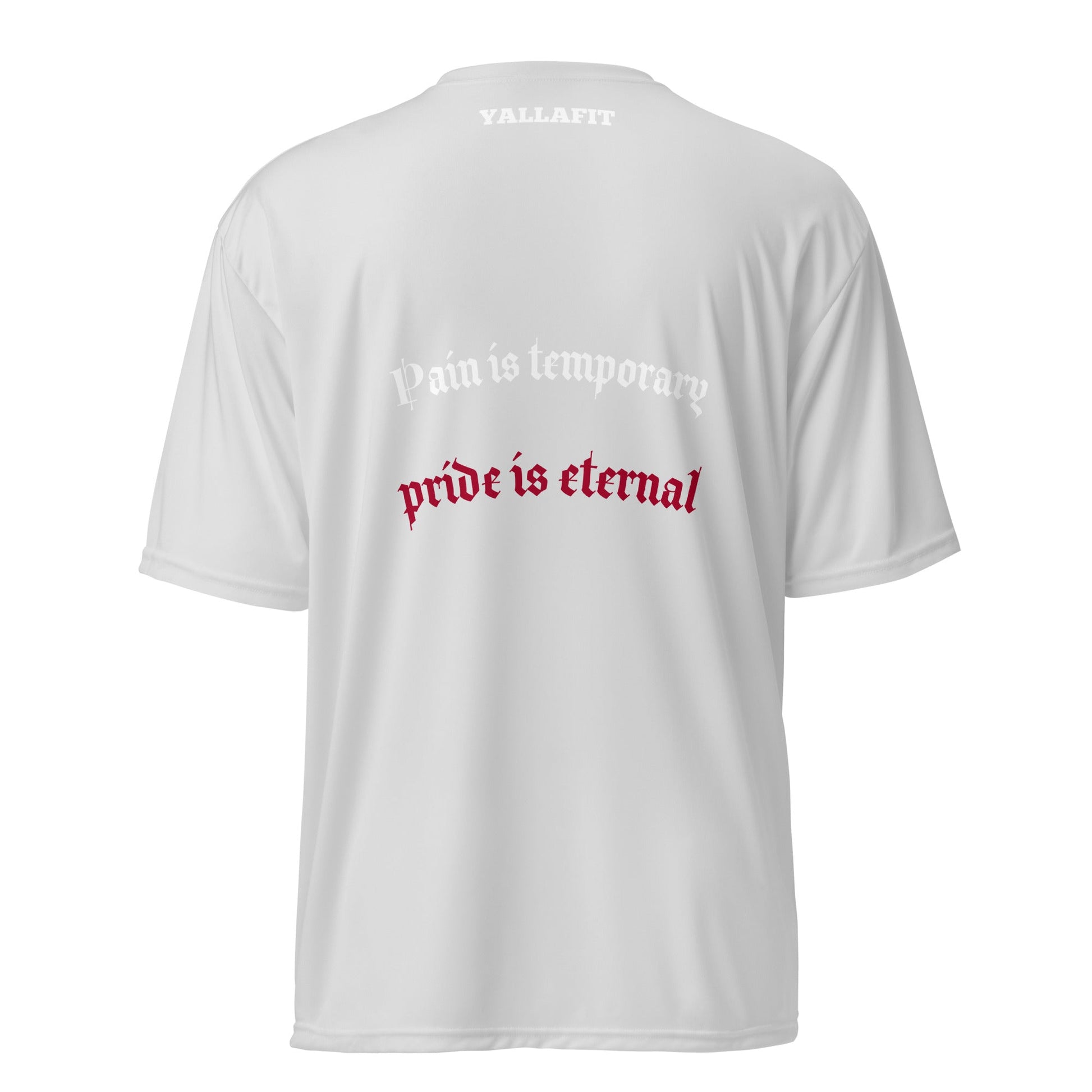 Unisex performance crew neck t-shirt with back quote - Yallafit