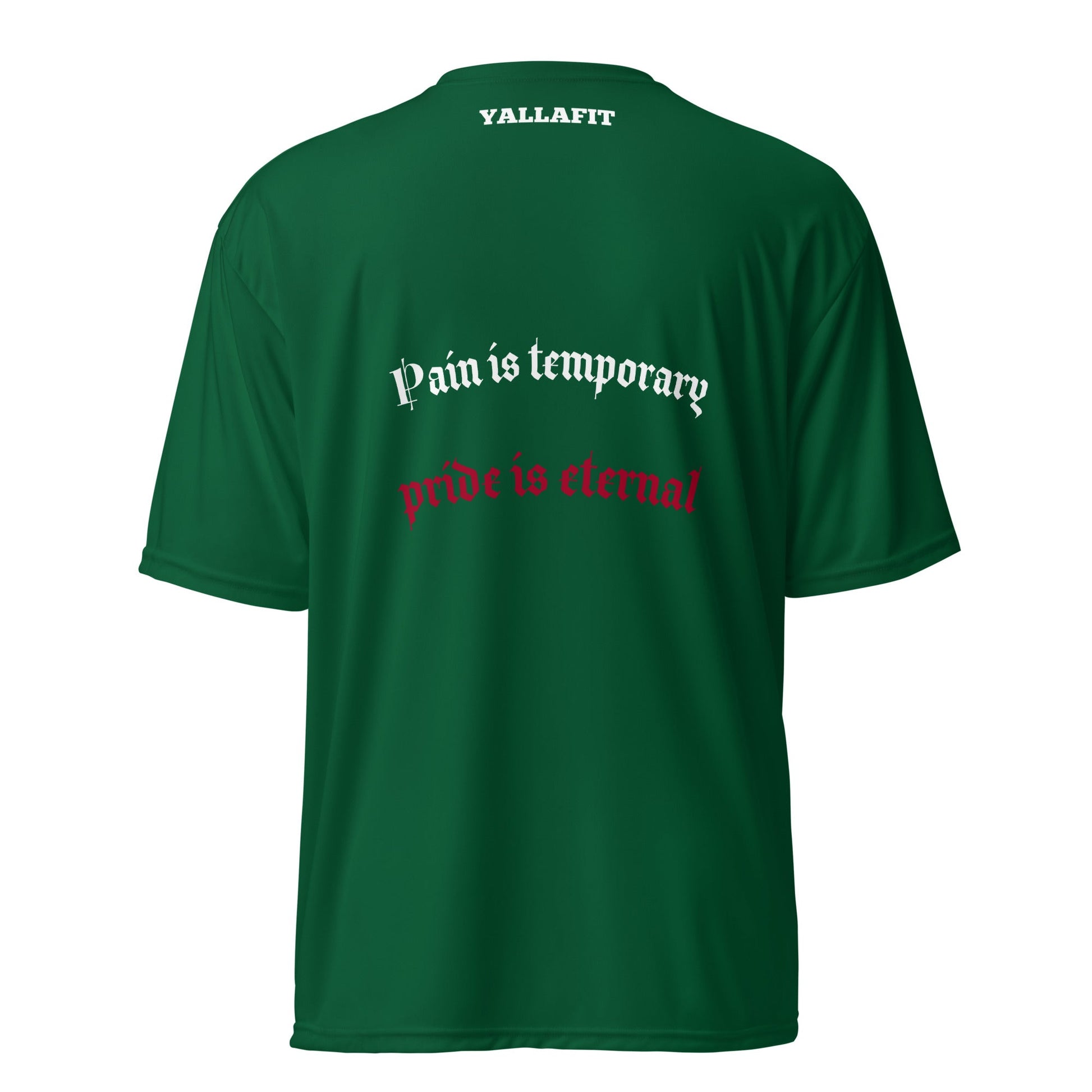 Unisex performance crew neck t-shirt with back quote - Yallafit