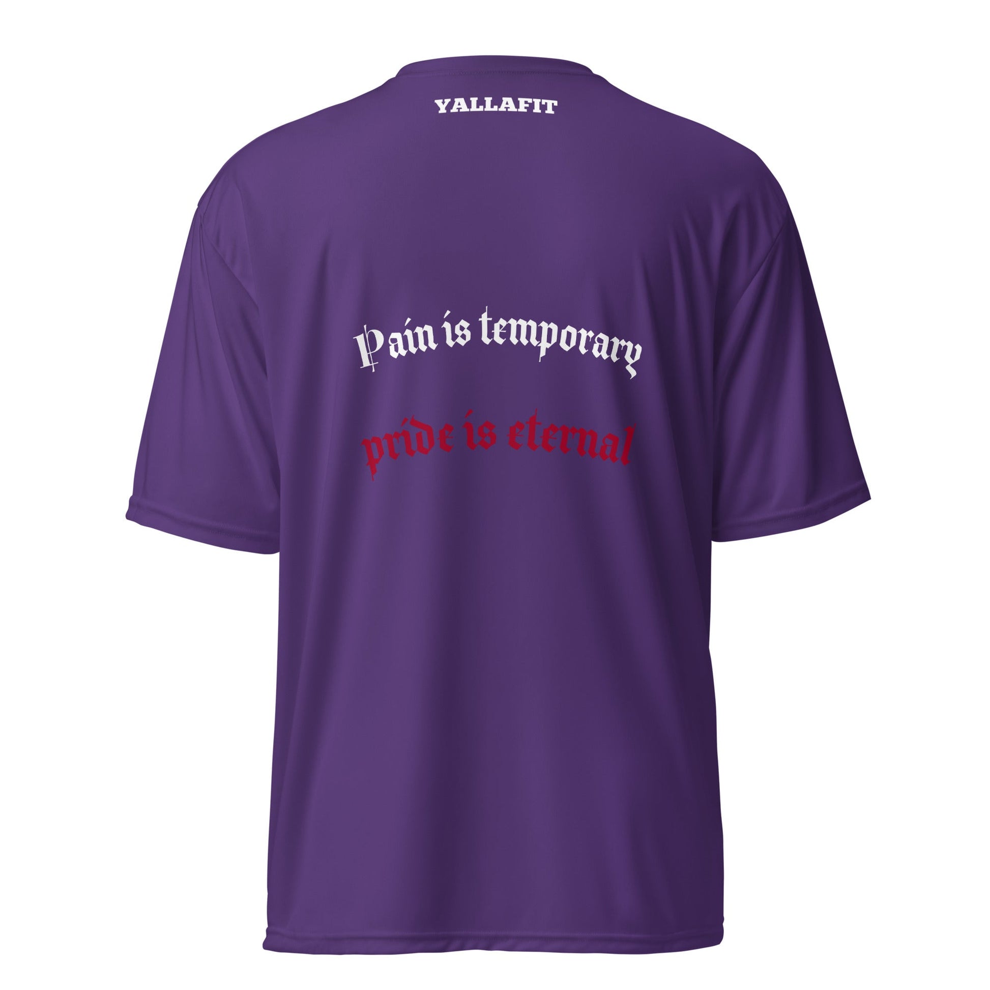 Unisex performance crew neck t-shirt with back quote - Yallafit
