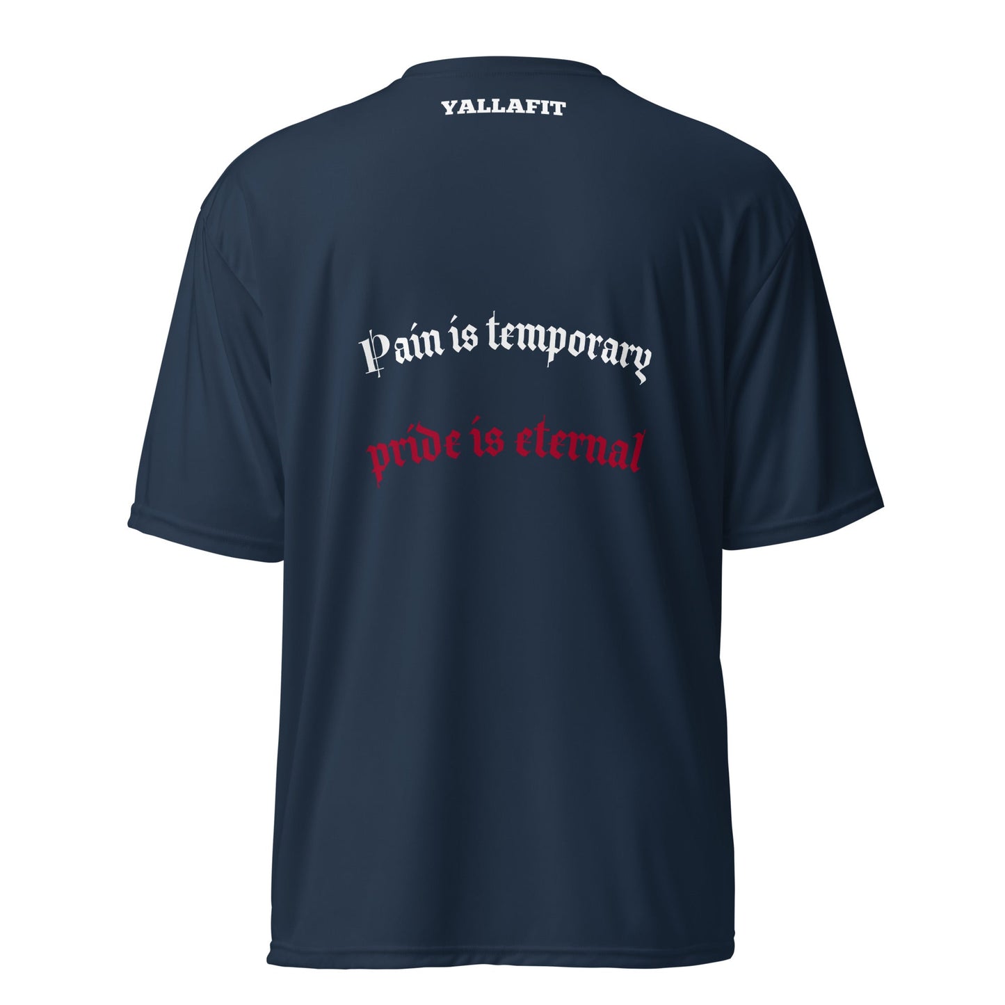 Unisex performance crew neck t-shirt with back quote - Yallafit
