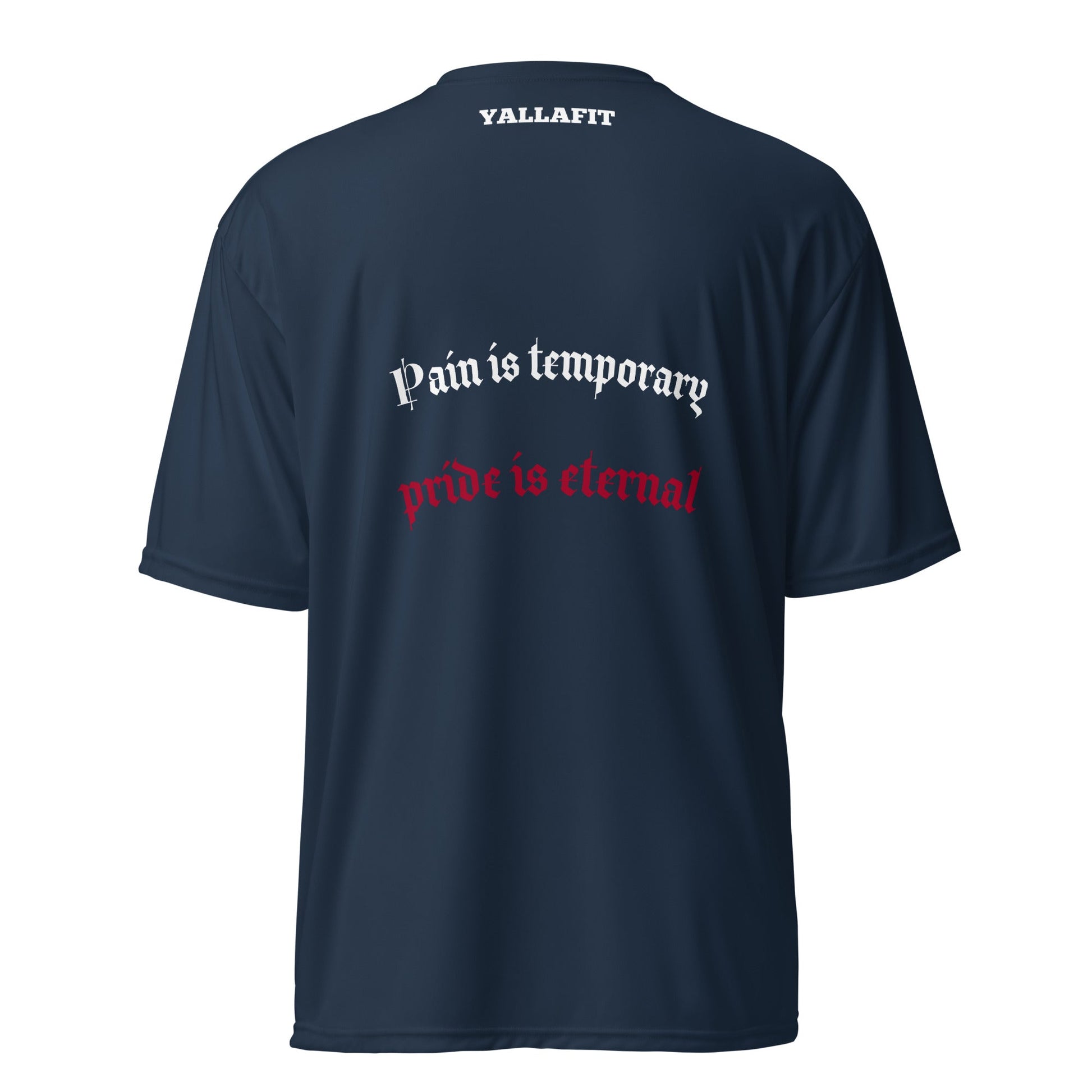 Unisex performance crew neck t-shirt with back quote - Yallafit