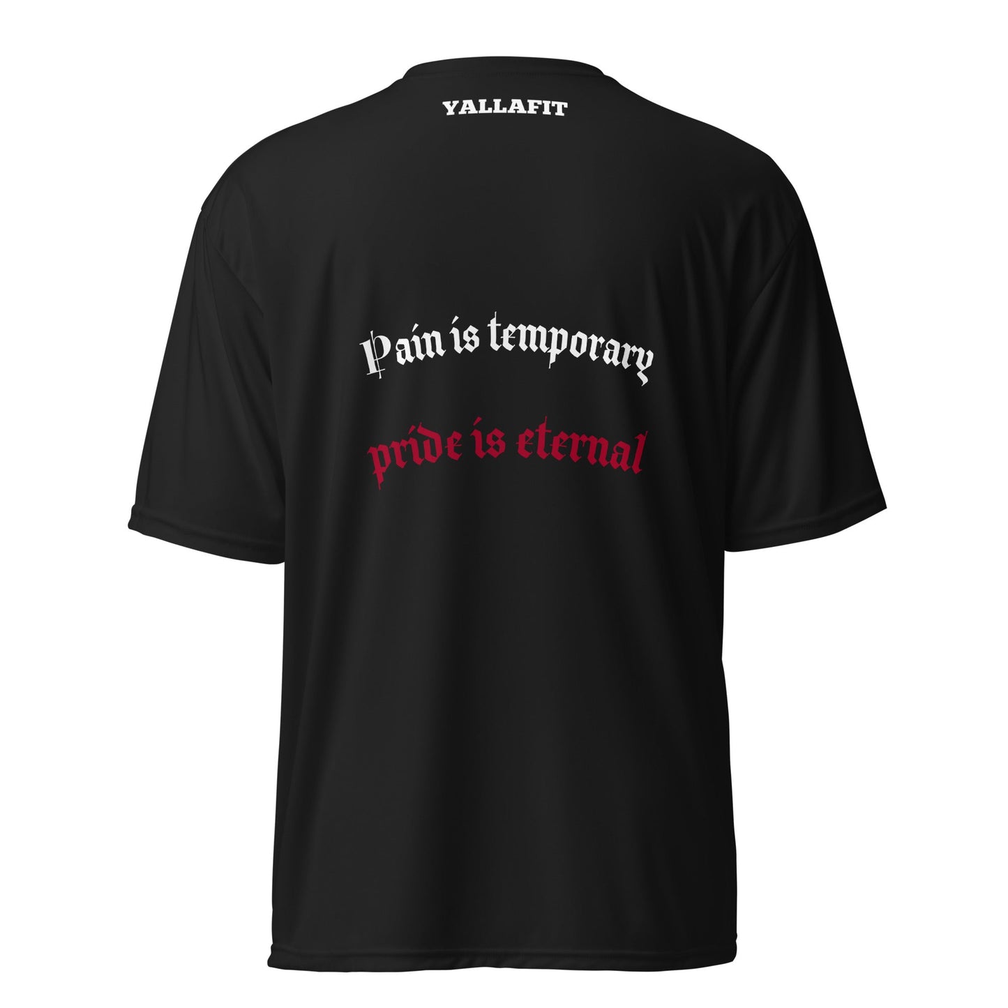 Unisex performance crew neck t-shirt with back quote - Yallafit
