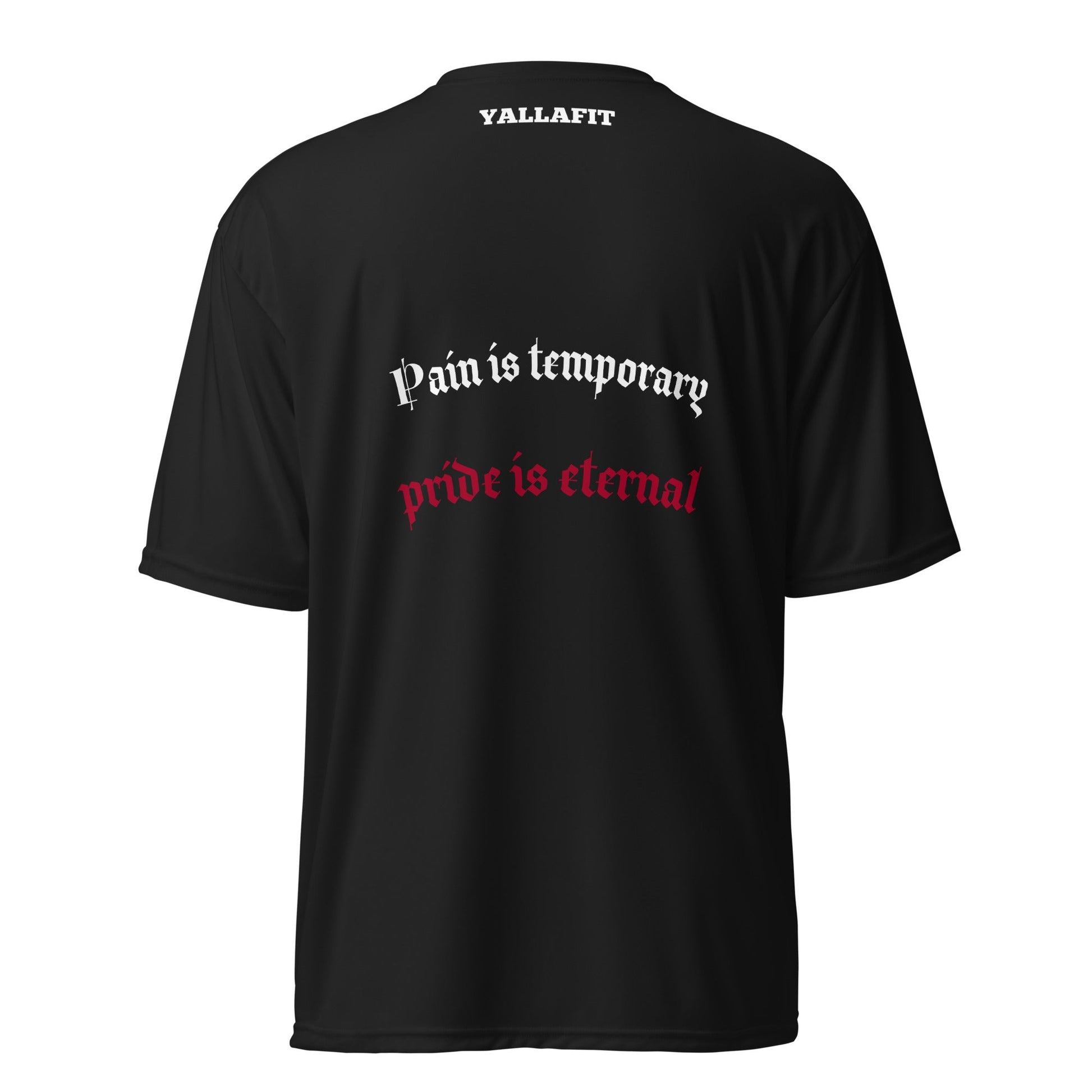 Unisex performance crew neck t-shirt with back quote - Yallafit