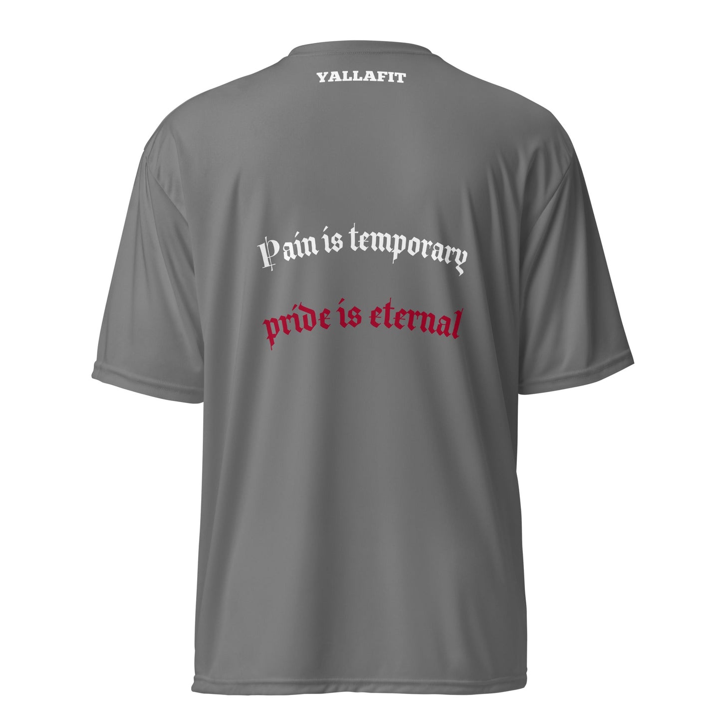 Unisex performance crew neck t-shirt with back quote - Yallafit