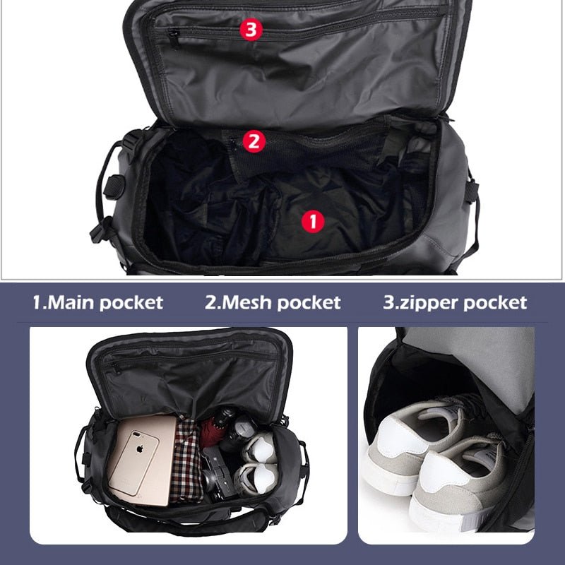 Waterproof Nylon Travel Bags Multifunctional Sports HandBag Business Backpack Gym Duffle Bag Outdoor Shoulder Bags XA315F - Yallafit 0