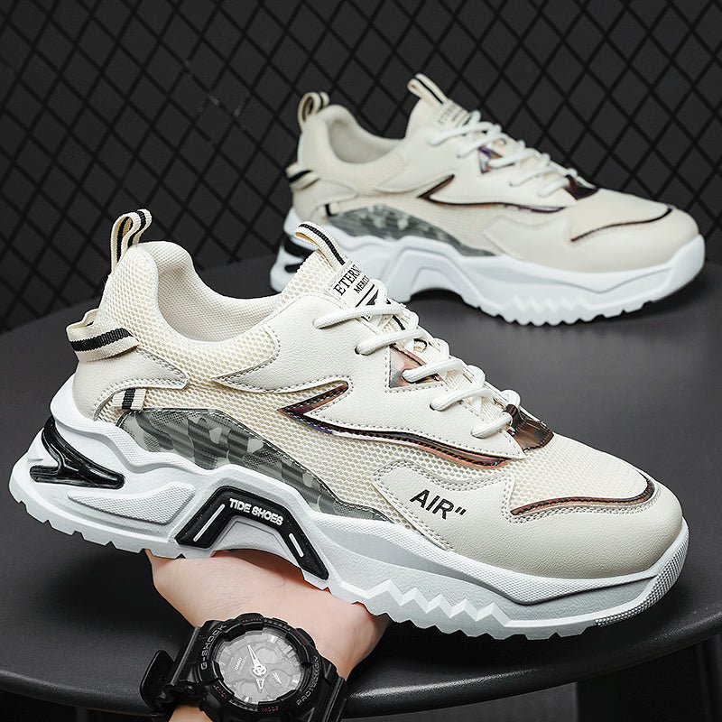 White Spring and Autumn Running Leisure Height Increasing Putian Men's Shoes - Yallafit
