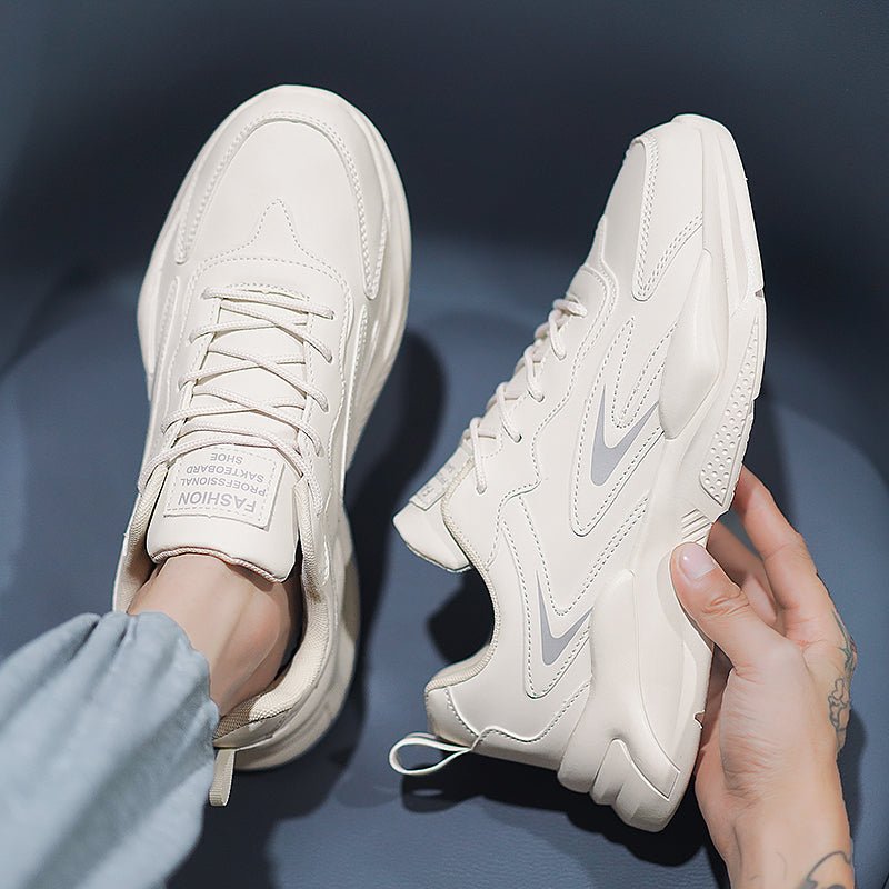 White Spring and Autumn Running Leisure Height Increasing Putian Men's Shoes - Yallafit