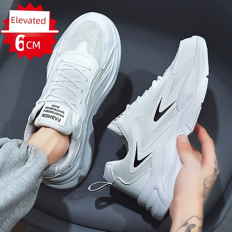 White Spring and Autumn Running Leisure Height Increasing Putian Men's Shoes - Yallafit