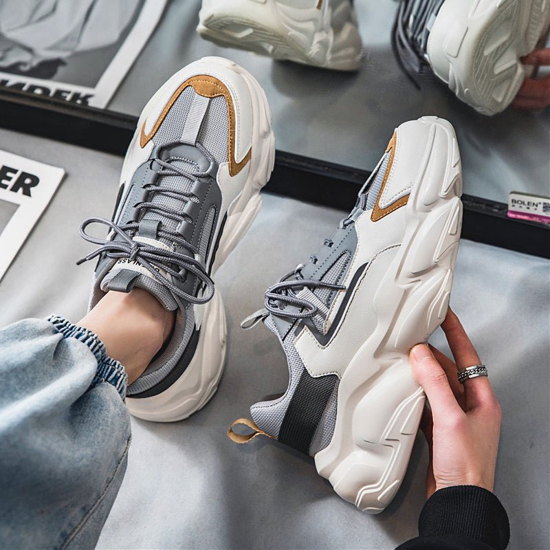 White Spring and Autumn Running Leisure Height Increasing Putian Men's Shoes - Yallafit