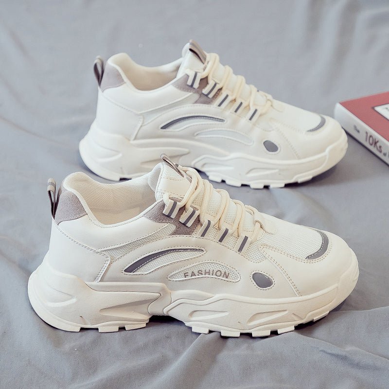 White Spring and Autumn Running Leisure Height Increasing Putian Men's Shoes - Yallafit