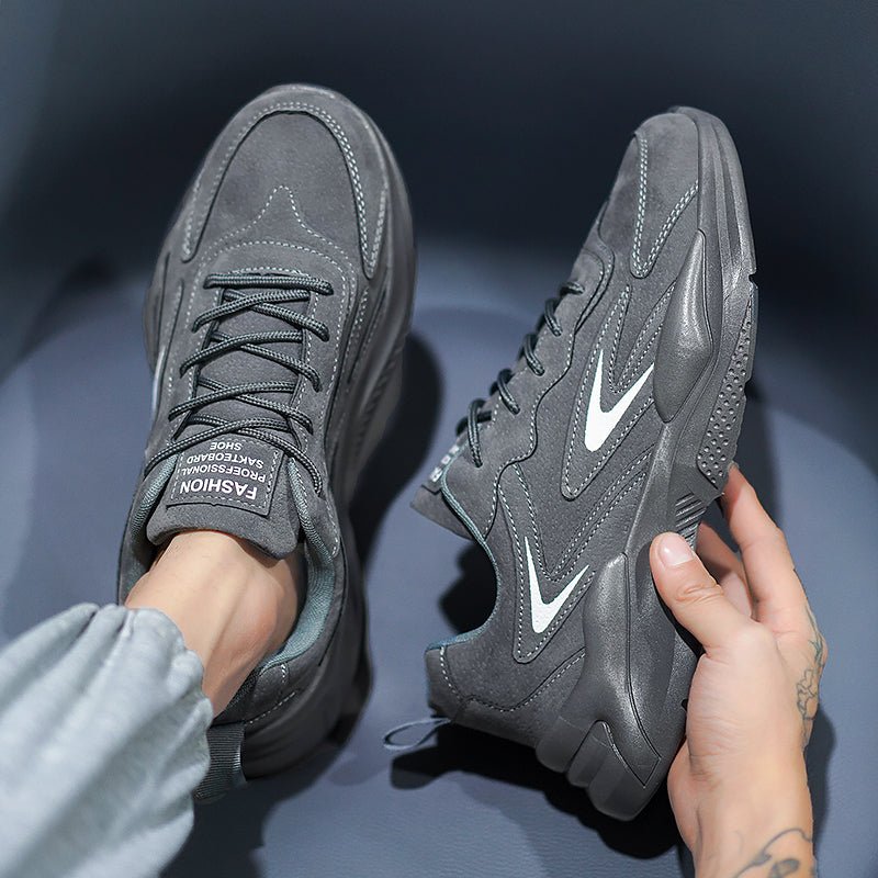 White Spring and Autumn Running Leisure Height Increasing Putian Men's Shoes - Yallafit