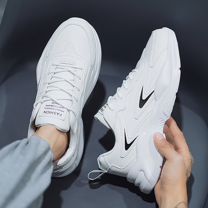 White Spring and Autumn Running Leisure Height Increasing Putian Men's Shoes - Yallafit
