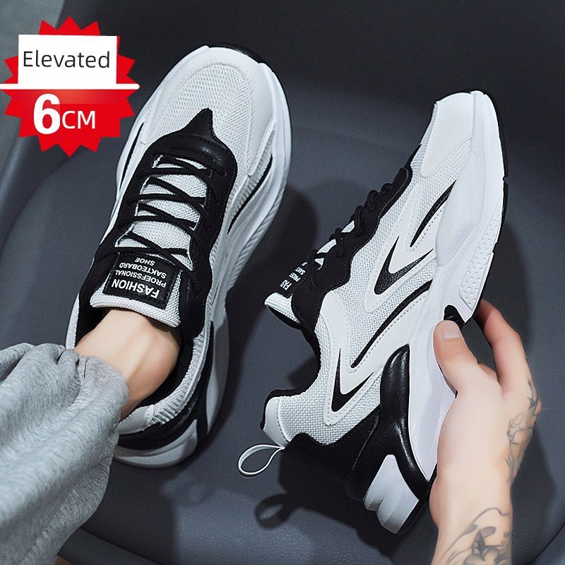 White Spring and Autumn Running Leisure Height Increasing Putian Men's Shoes - Yallafit