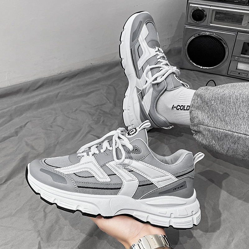 White Spring and Autumn Running Leisure Height Increasing Putian Men's Shoes - Yallafit