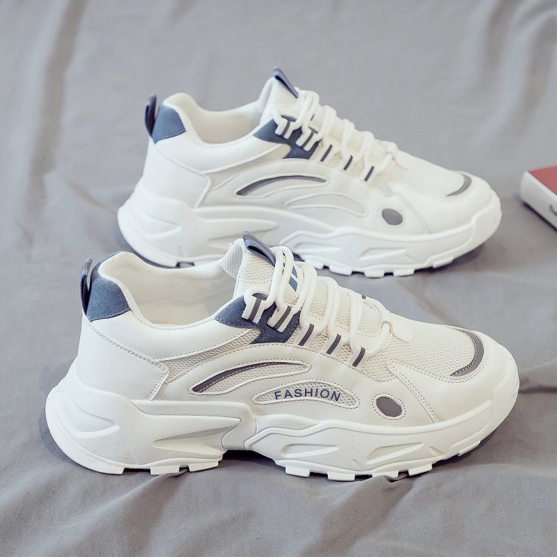 White Spring and Autumn Running Leisure Height Increasing Putian Men's Shoes - Yallafit