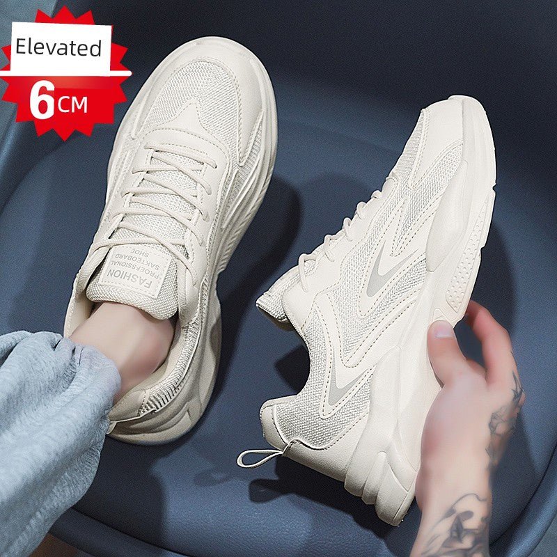 White Spring and Autumn Running Leisure Height Increasing Putian Men's Shoes - Yallafit