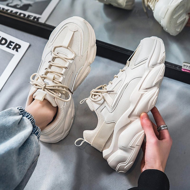 White Spring and Autumn Running Leisure Height Increasing Putian Men's Shoes - Yallafit