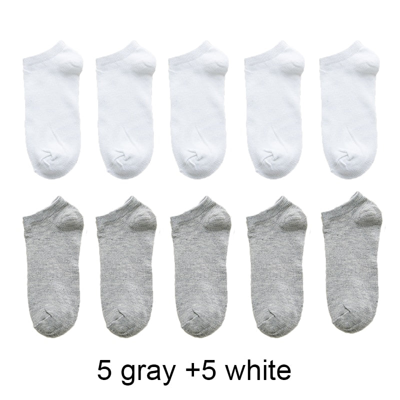 Wholesale prices Unisex Women and Men Socks Breathable Sports socks Solid Color Boat socks Comfortable Cotton Ankle Socks White - Yallafit 0