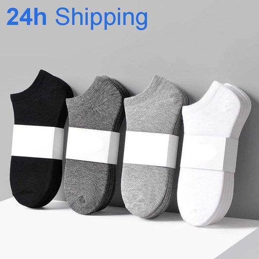 Wholesale prices Unisex Women and Men Socks Breathable Sports socks Solid Color Boat socks Comfortable Cotton Ankle Socks White - Yallafit 0