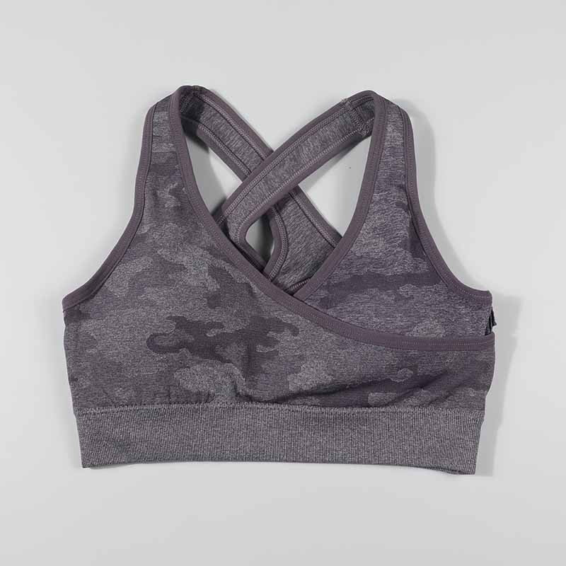 Women Camo Seamless Sport Bra Top Back Cross Padded Yoga Brassiere Fitness Crop Top Female Sport Yoga Bra Push Up Sports Bra - Yallafit 0