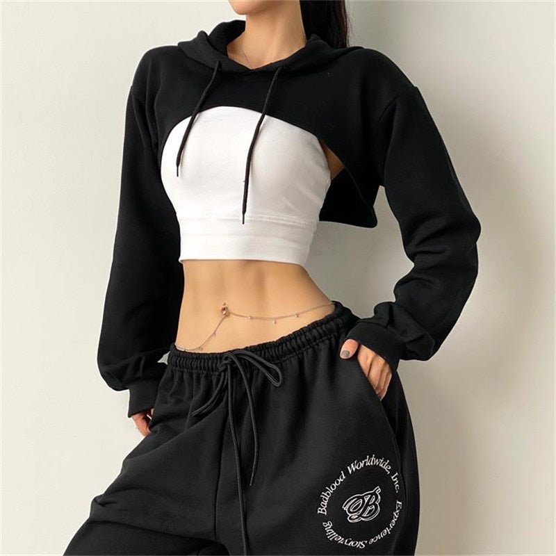 Women Fitness Crop Top Cotton Sports Shirts Long Sleeves Hoodie Sweatshirt Gym Workout Yoga T-shirts - Yallafit 0