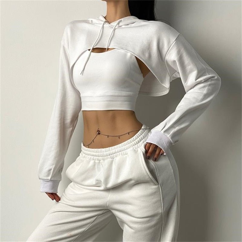 Women Fitness Crop Top Cotton Sports Shirts Long Sleeves Hoodie Sweatshirt Gym Workout Yoga T-shirts - Yallafit 0