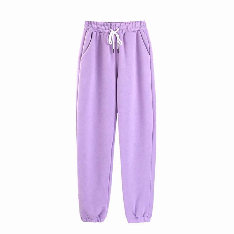 Women Fleece Sports Pants 2022 Autumn Winter Solid Loose Lace-up Long Trousers Tracksuit Casual Sweatpants Shorts - Yallafit 0
