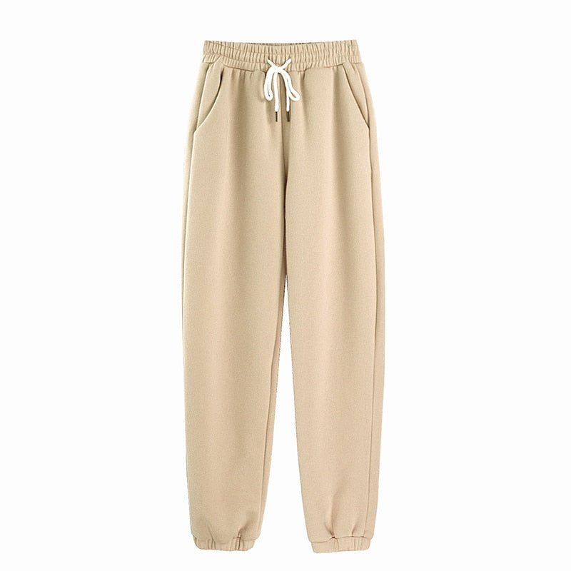 Women Fleece Sports Pants 2022 Autumn Winter Solid Loose Lace-up Long Trousers Tracksuit Casual Sweatpants Shorts - Yallafit 0