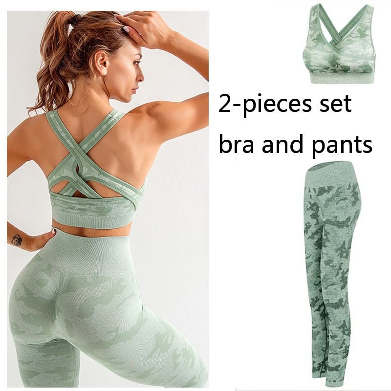 Women Gym Set Clothes 2 Piece Yoga Set Sports Bra and Leggings Jogging Seamless Workout Sports Tights Women Fitness Sports Suit - Yallafit 0