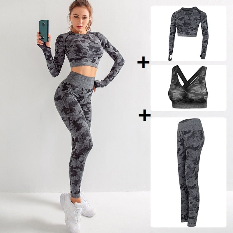 Women Gym Set Clothes 2 Piece Yoga Set Sports Bra and Leggings Jogging Seamless Workout Sports Tights Women Fitness Sports Suit - Yallafit 0
