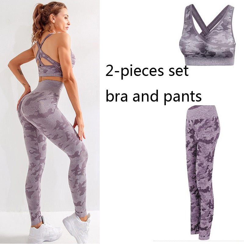 Women Gym Set Clothes 2 Piece Yoga Set Sports Bra and Leggings Jogging Seamless Workout Sports Tights Women Fitness Sports Suit - Yallafit 0