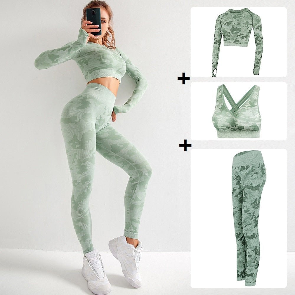 Women Gym Set Clothes 2 Piece Yoga Set Sports Bra and Leggings Jogging Seamless Workout Sports Tights Women Fitness Sports Suit - Yallafit 0