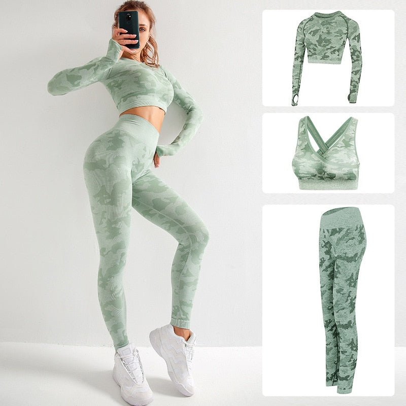 Women Gym Set Clothes 2 Piece Yoga Set Sports Bra and Leggings Jogging Seamless Workout Sports Tights Women Fitness Sports Suit - Yallafit 0