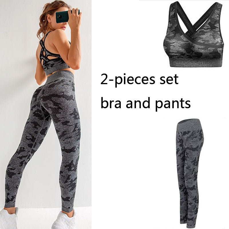 Women Gym Set Clothes 2 Piece Yoga Set Sports Bra and Leggings Jogging Seamless Workout Sports Tights Women Fitness Sports Suit - Yallafit 0