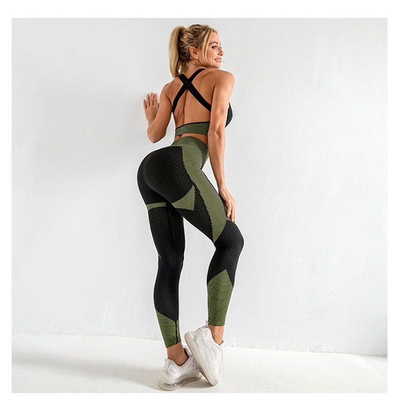 Women Seamless Gym Set Fitness Sports Suits GYM Cloth Fitness Long Sleeve Shirts High Waist Running Leggings Workout Clothing - Yallafit 0