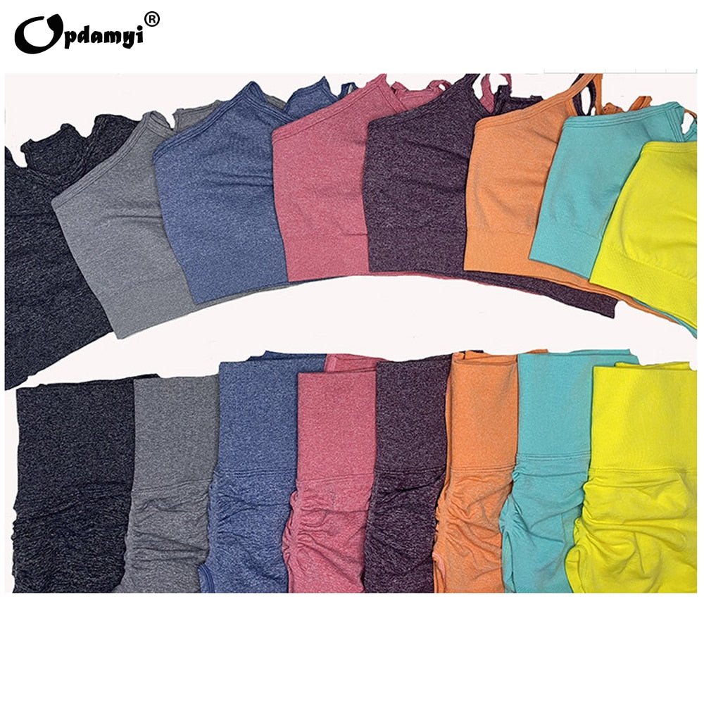 Women Seamless Yoga Set Sports Bra High Waist Leggings Fitness Sets Gym Shorts Running Sportswear Workout Clothes Sports Suits - Yallafit 0