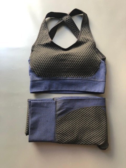 Women Sports Bras Crop Tops High Waist 2Pcs Yoga Sets Zipper Tracksuits Outfits Sportswear Jogging Suit Sweatpants Sport Jogger - Yallafit